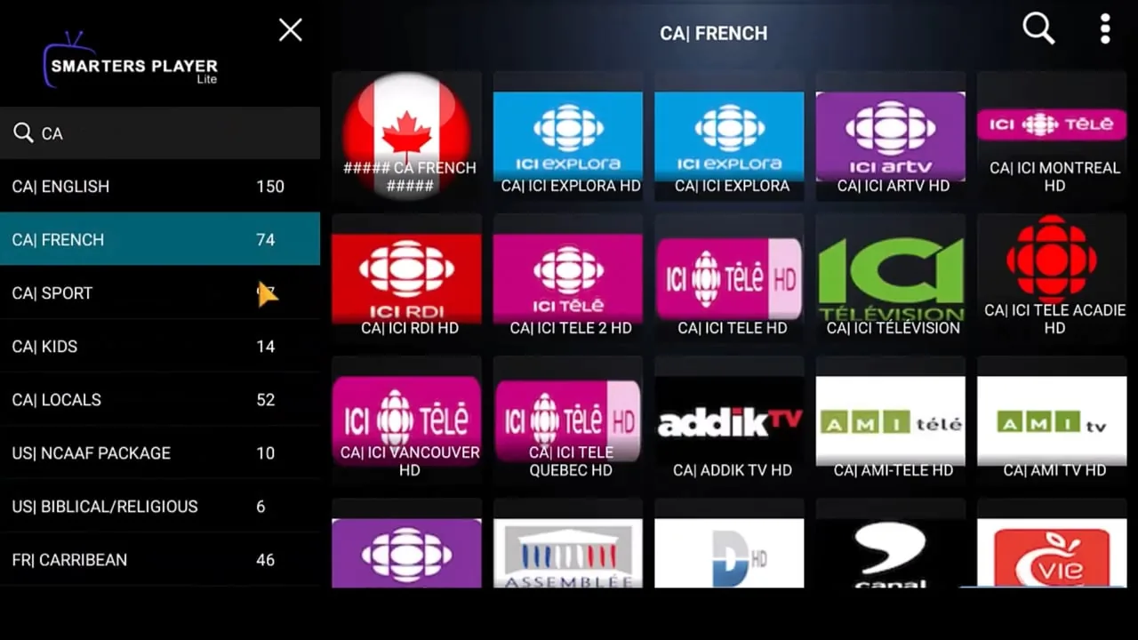 french iptv - aperçu des chaînes en direct sur Smart TV