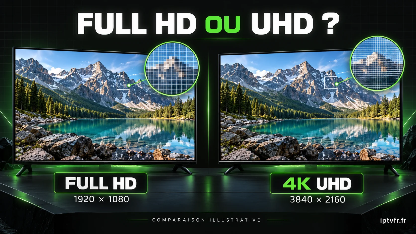 IPTV 4K : comparaison illustrative entre Full HD et UHD